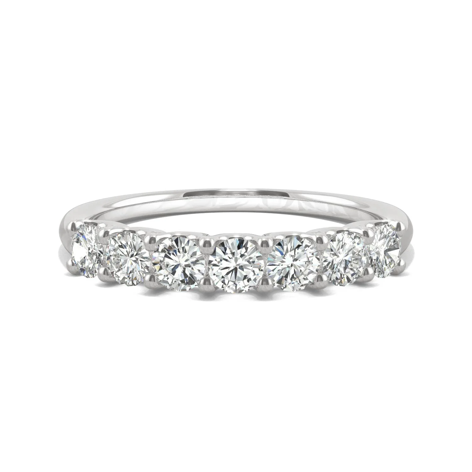 0.70 CTW DEW Round Moissanite Anniversary Band in 14K White Gold - Image 4