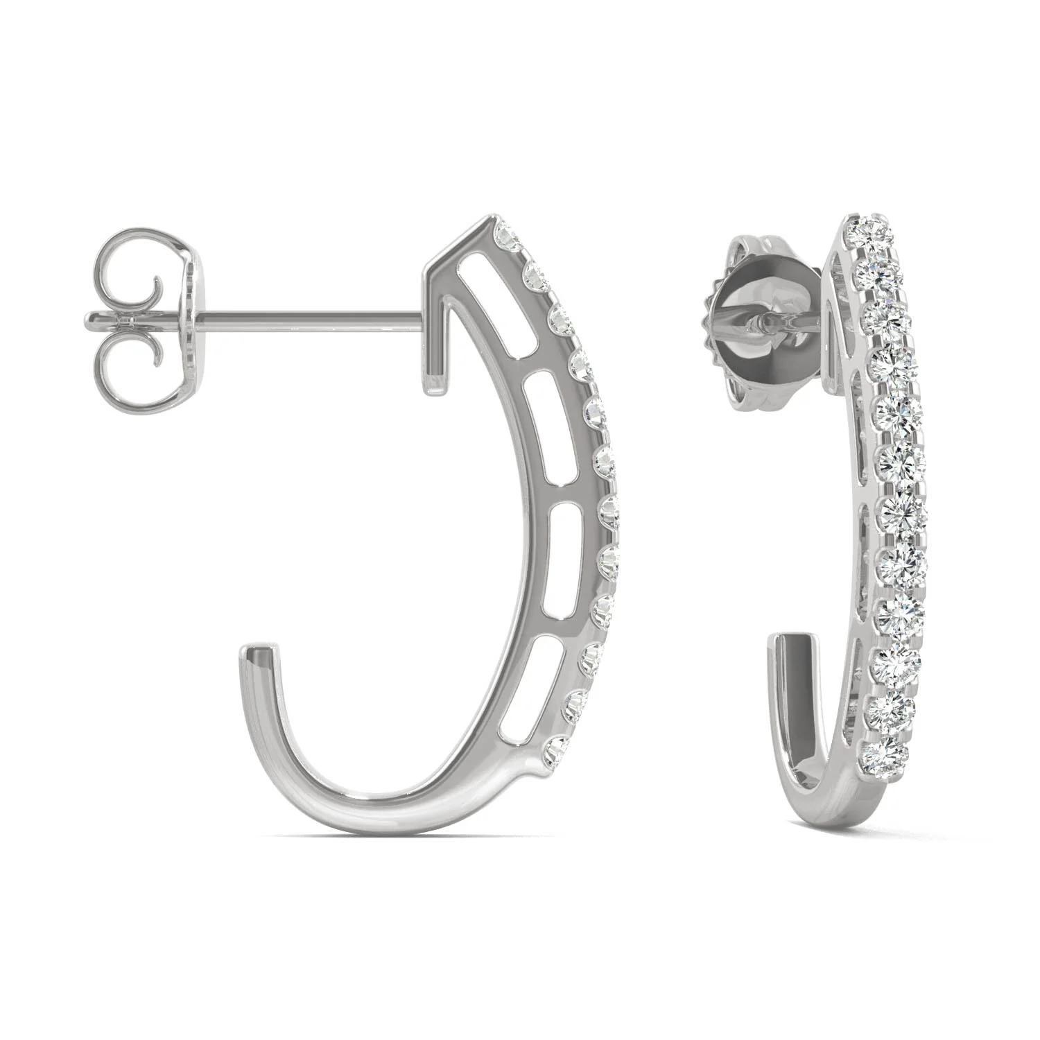 0.24 CTW DEW Moissanite Petite J-Hoop Earrings in 14K White Gold - Image 4