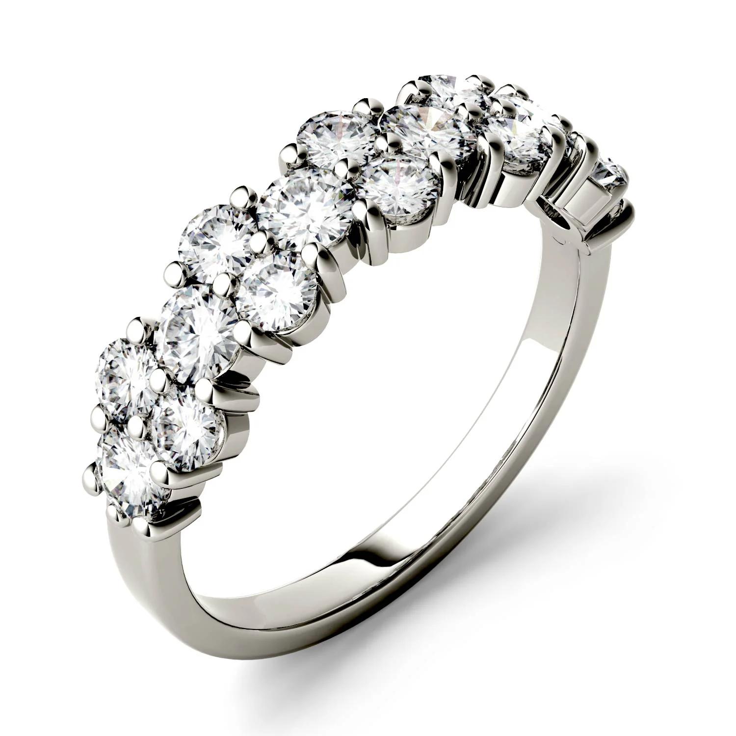 1.20 CTW DEW Round Moissanite Fashion Ring in 14K White Gold - Image 2