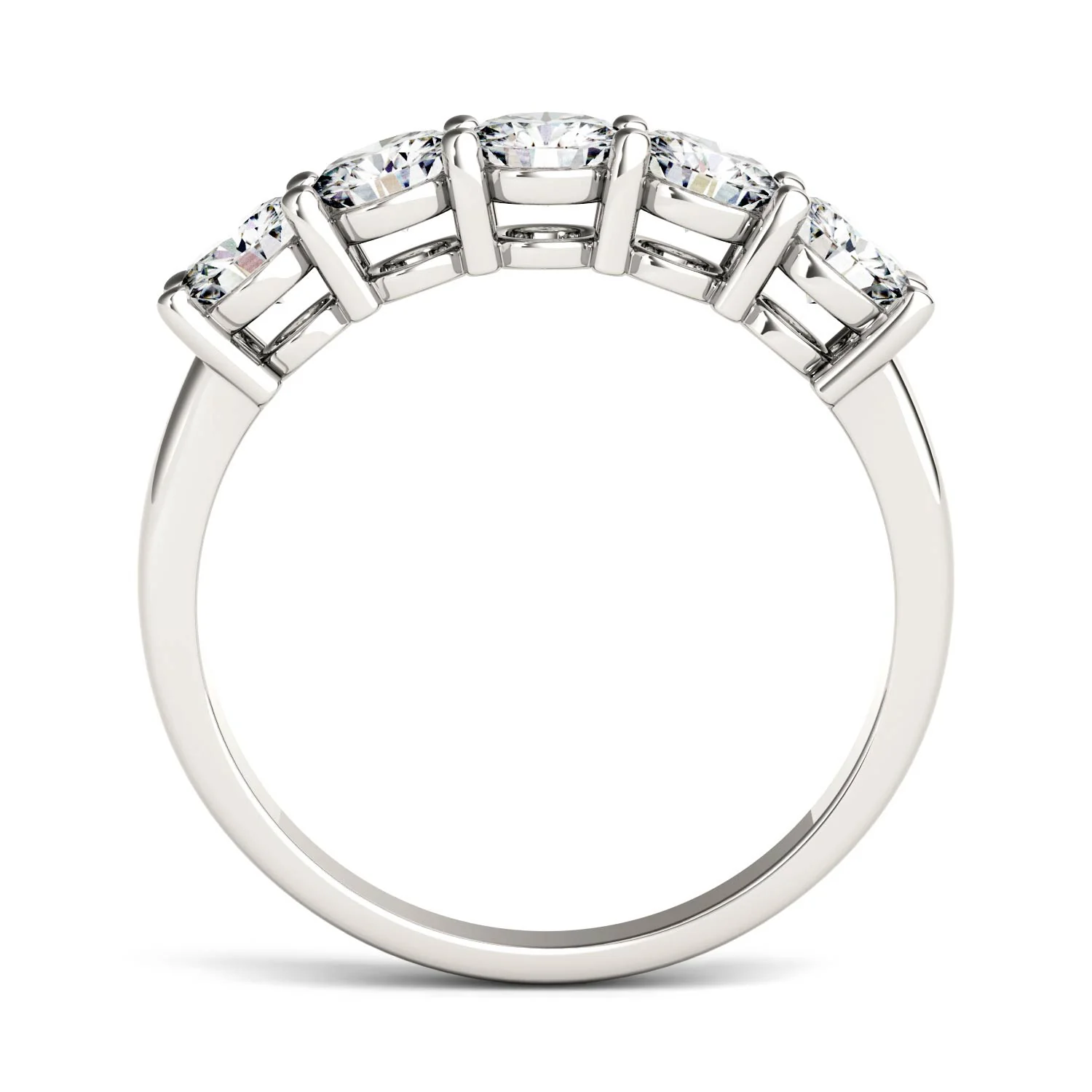 1.15 CTW DEW Round Moissanite Five-Stone Ring in 14K White Gold - Image 3