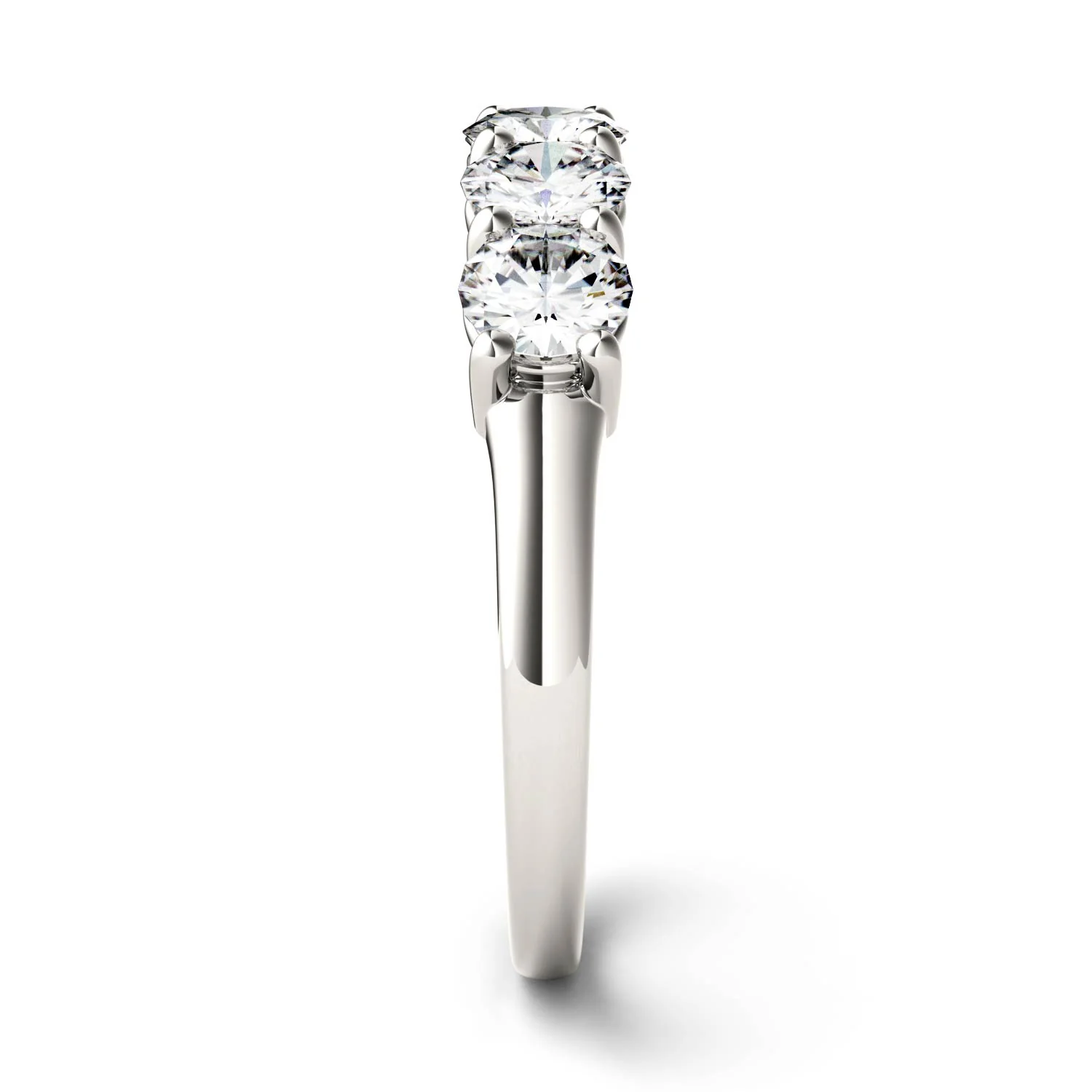 1.15 CTW DEW Round Moissanite Five-Stone Ring in 14K White Gold - Image 5