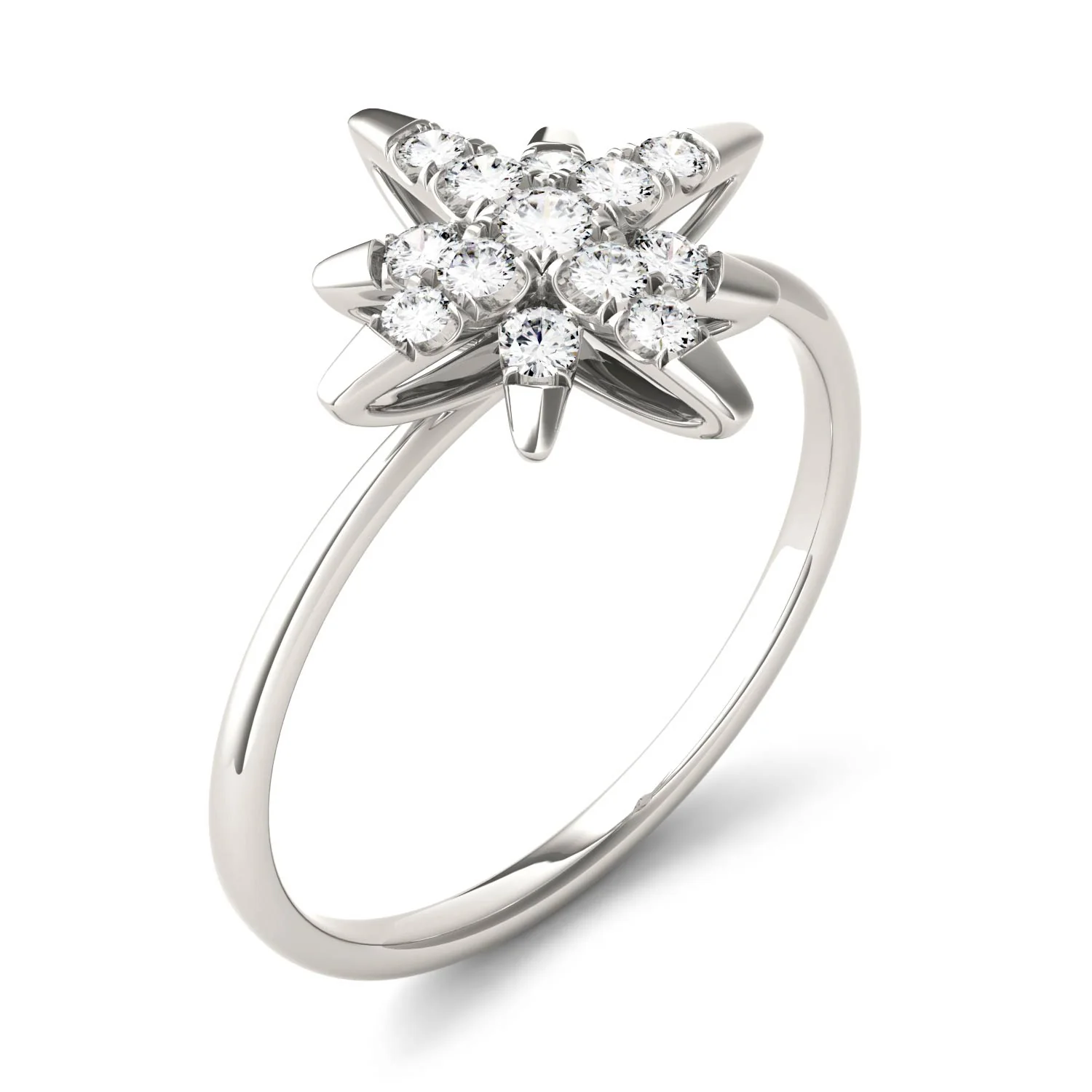 0.22 CTW DEW Moissanite Starburst Ring in 14K White Gold - Image 3