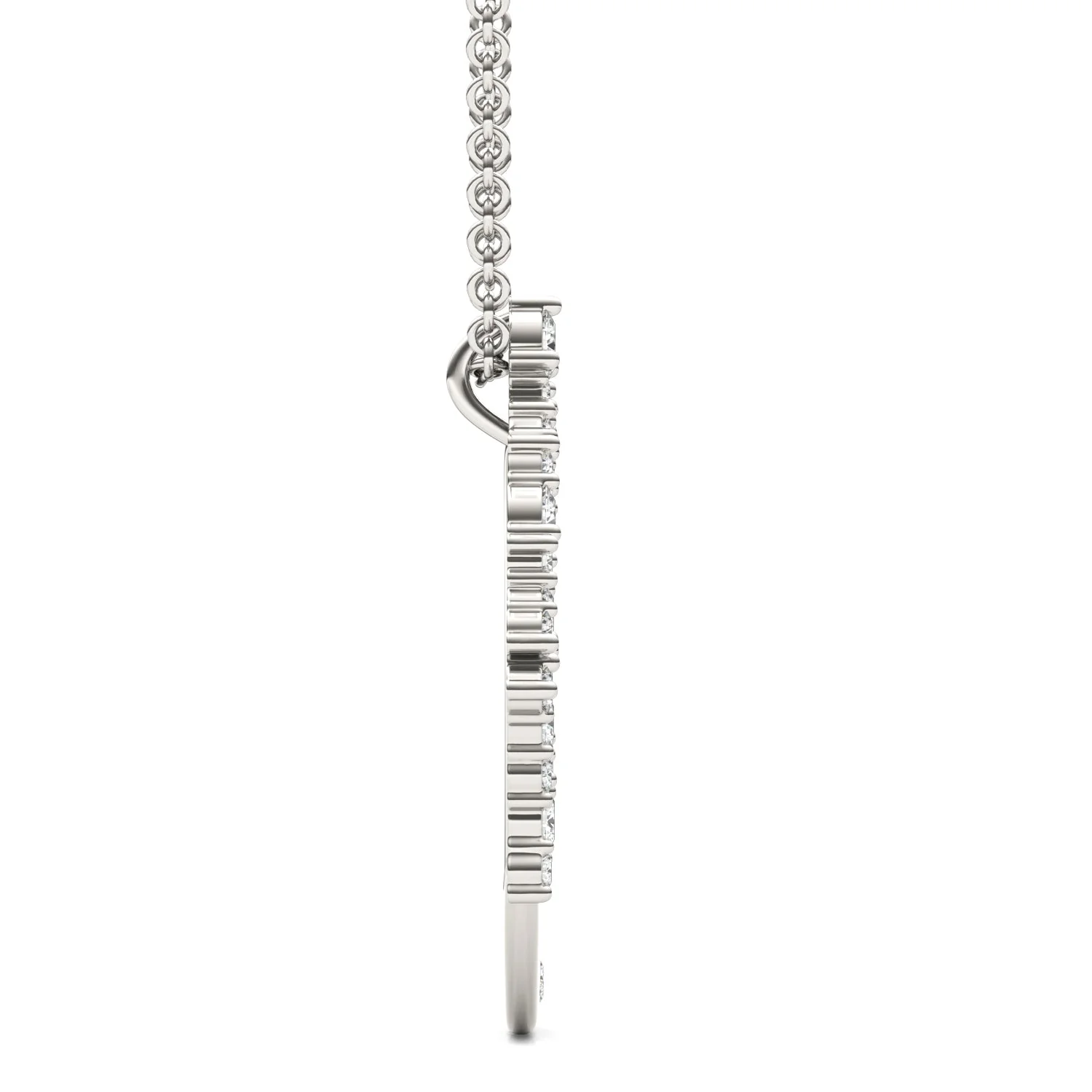 0.29 CTW DEW Round Moissanite Moon Cluster Pendant in 14K White Gold - Image 2