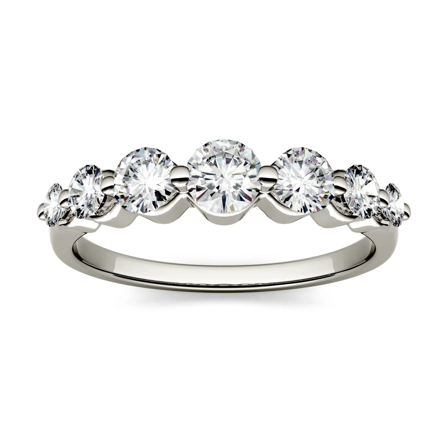 0.87 CTW DEW Round Moissanite Seven-Stone Ring in 14K White Gold