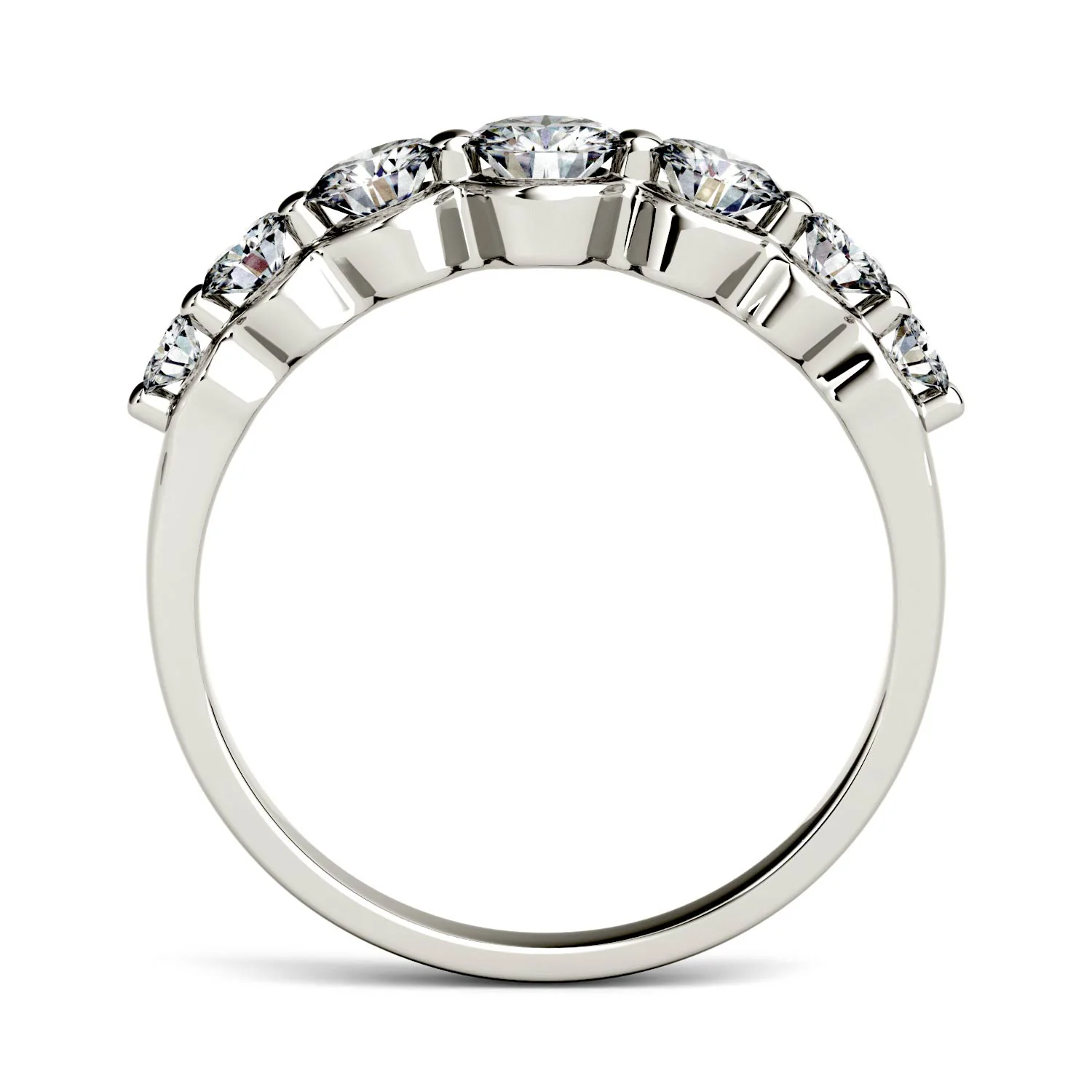 0.87 CTW DEW Round Moissanite Seven-Stone Ring in 14K White Gold - Image 3