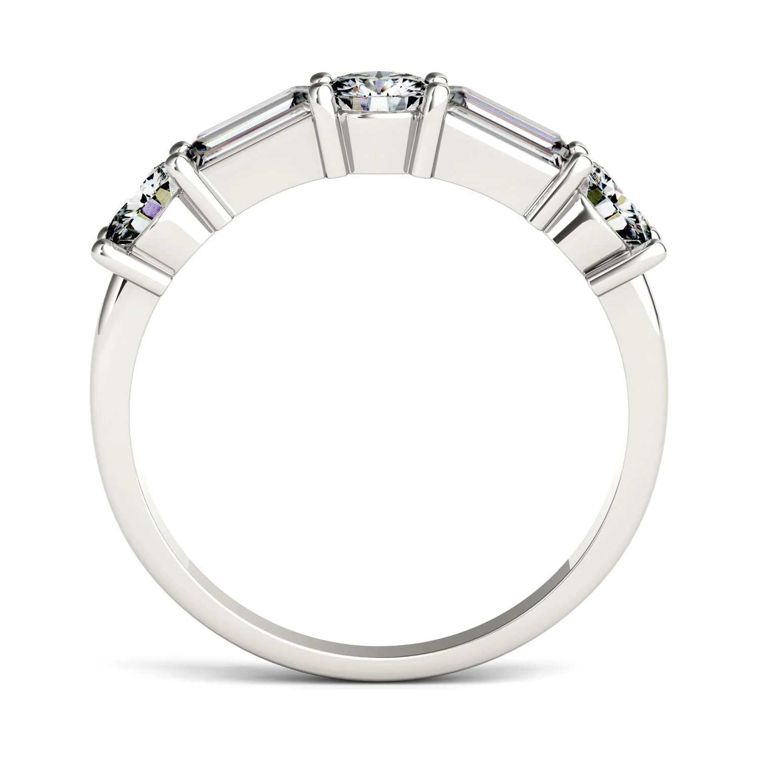 1.15 CTW DEW Straight Baguette Moissanite Band in 14K White Gold - Image 3