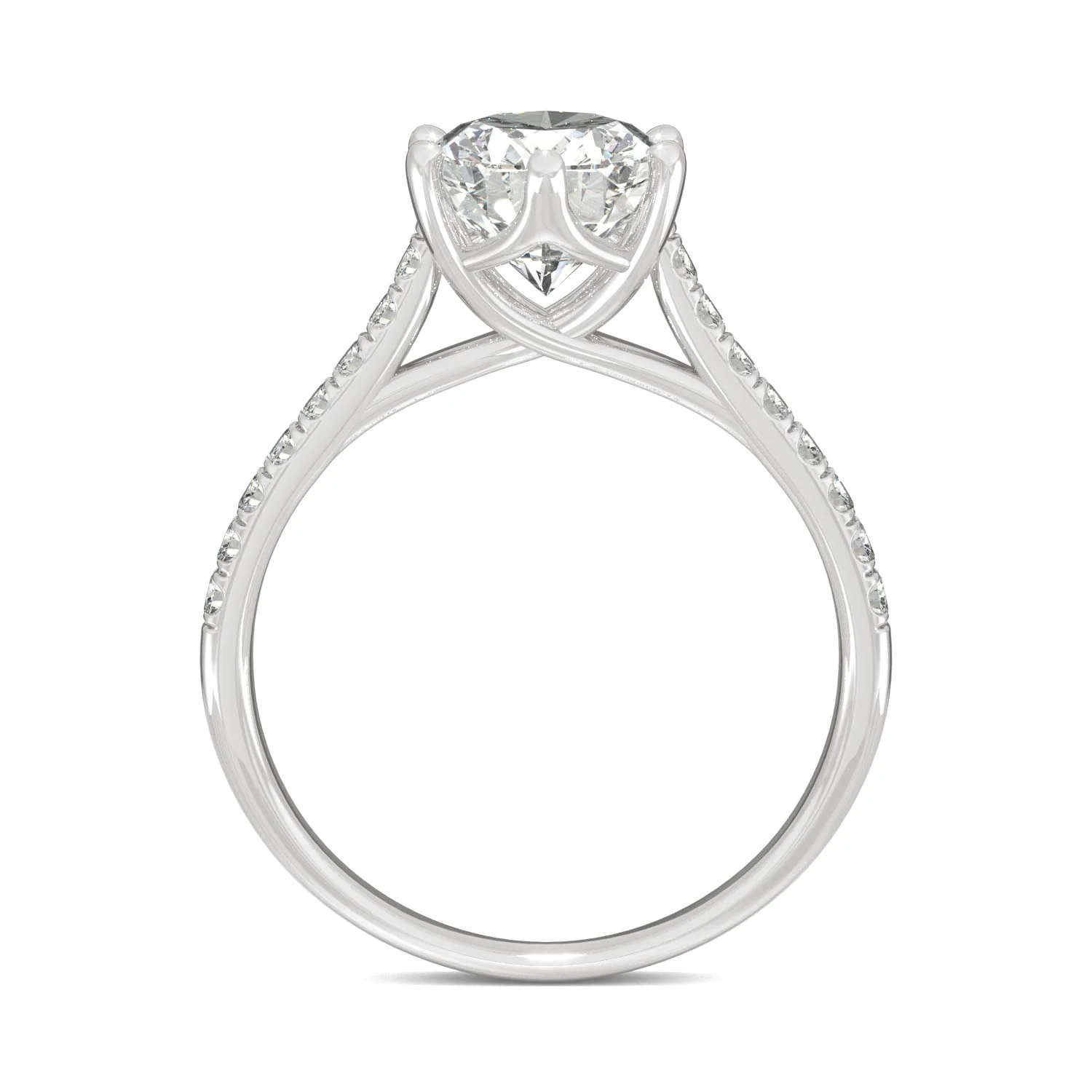 2.34 CTW DEW Oval Moissanite Engagement Ring in 14K White Gold - Image 3