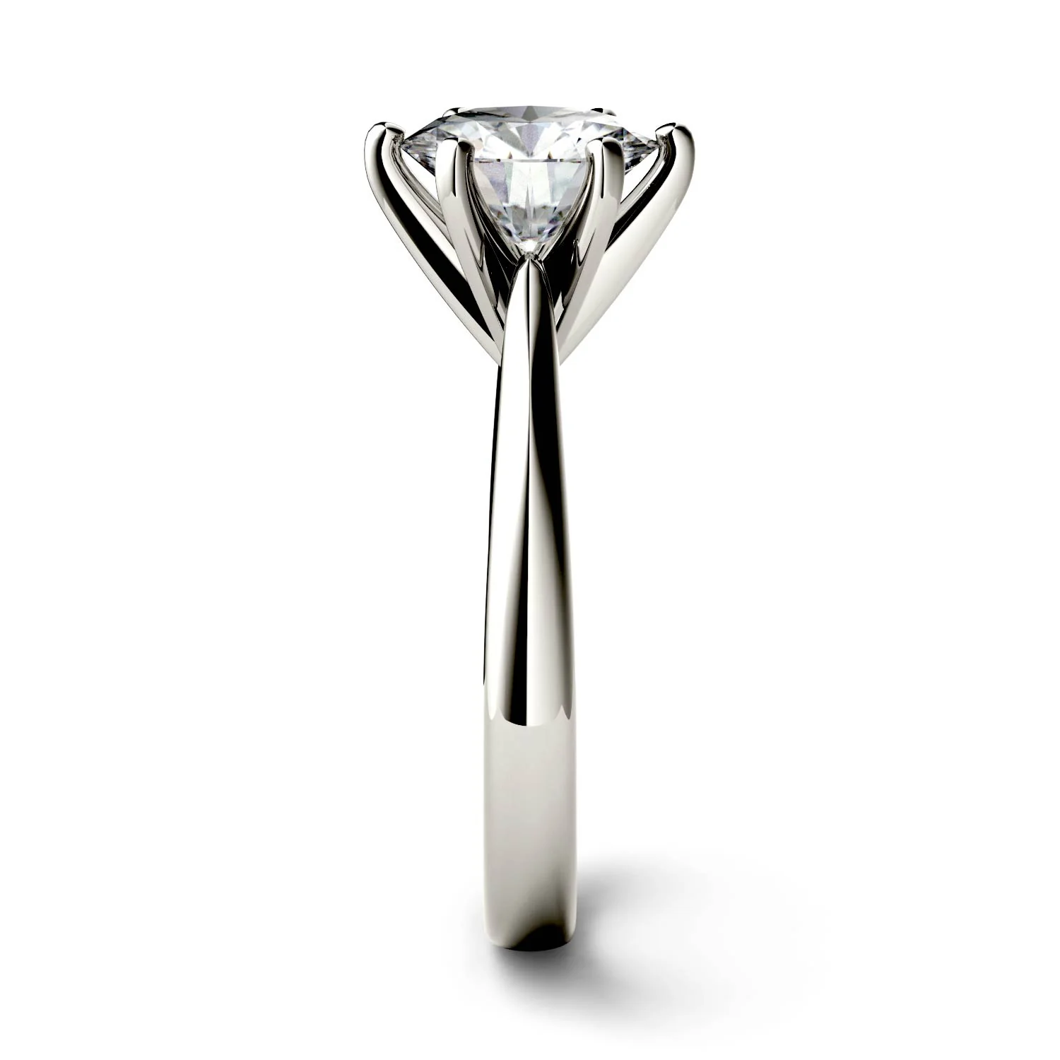 1.90 CTW DEW Round Moissanite Six-Prong Cathedral Solitaire Engagement Ring in 14K White Gold - Image 5