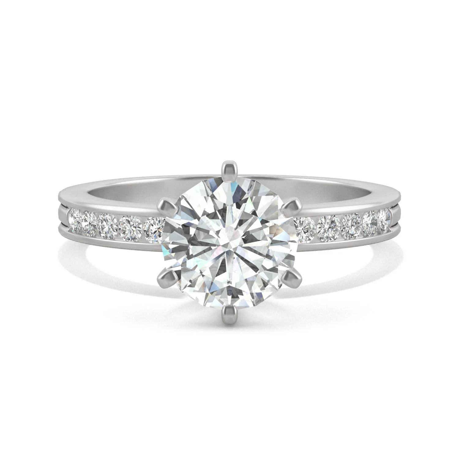 1.70 CTW DEW Round Moissanite Engagement Ring in 14K White Gold - Image 4