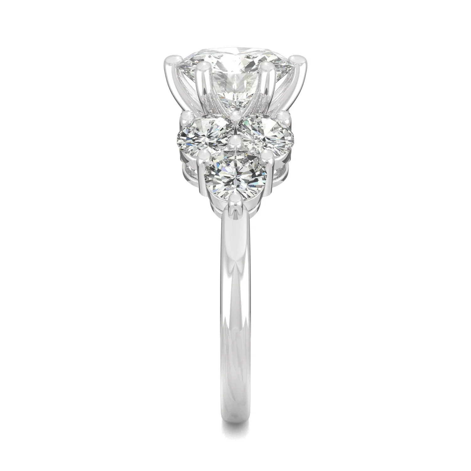 3.28 CTW DEW Round Moissanite Engagement Ring in 14K White Gold - Image 5