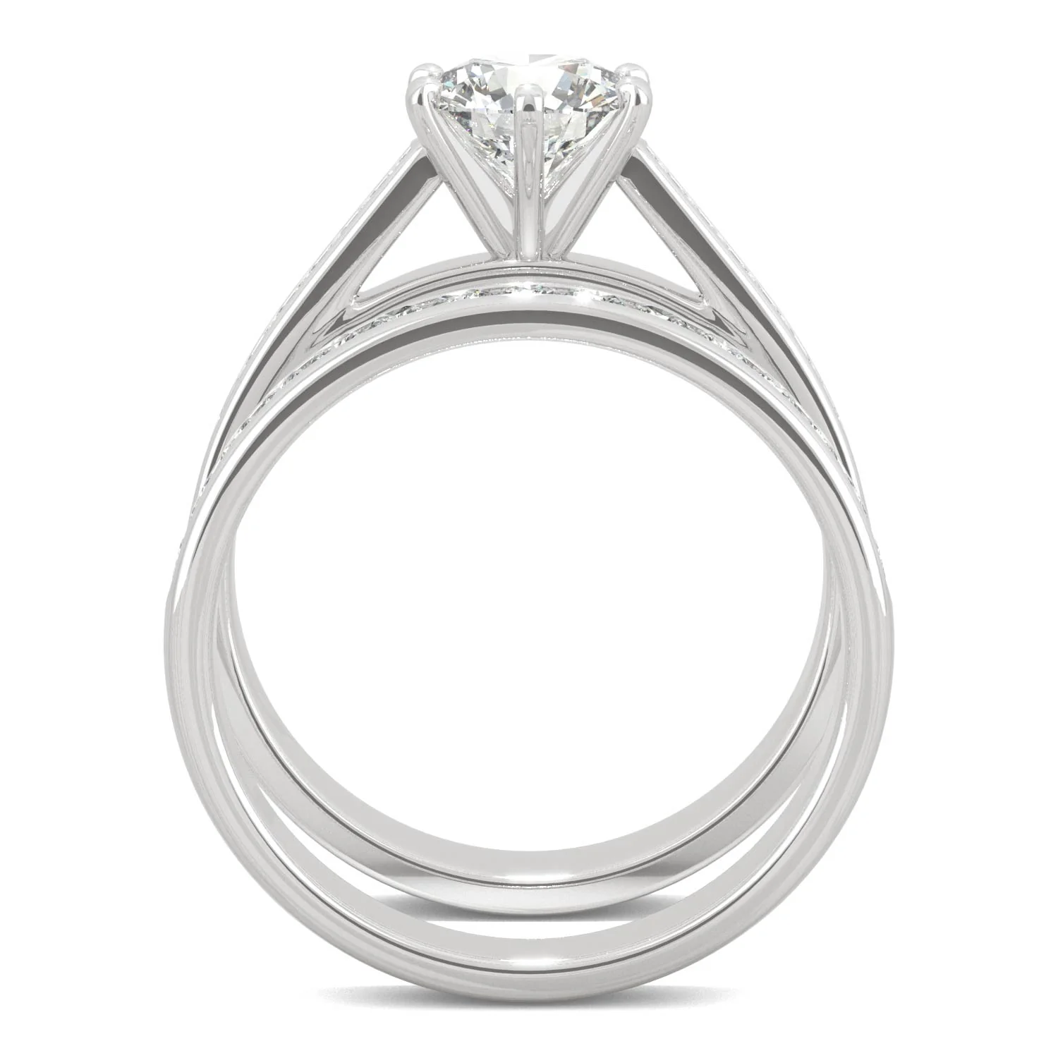 1.64 CTW DEW Round Moissanite Bridal Set in 14K White Gold - Image 3
