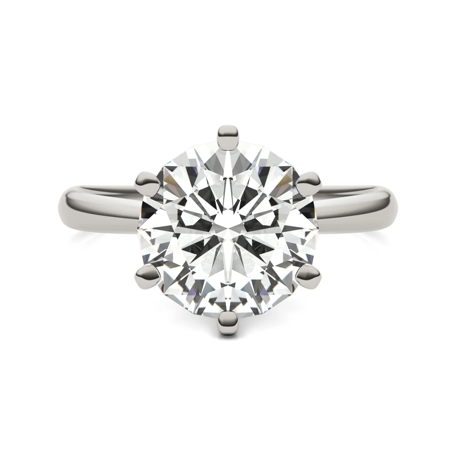 3.10 CTW DEW Round Moissanite Solitaire Ring in 14K White Gold - Image 4