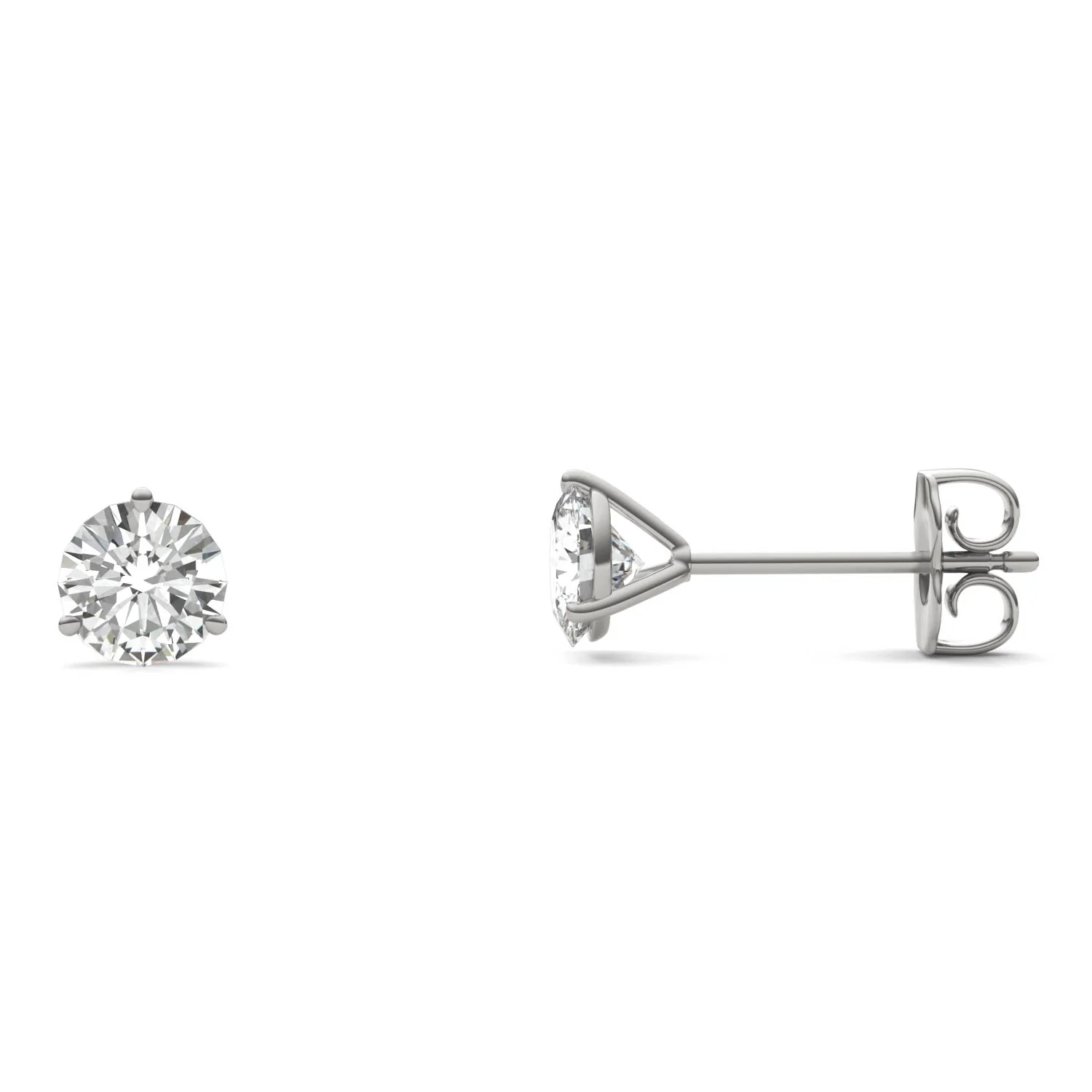 1.20 CTW DEW Round Moissanite Stud Earrings in 14K White Gold - Image 3