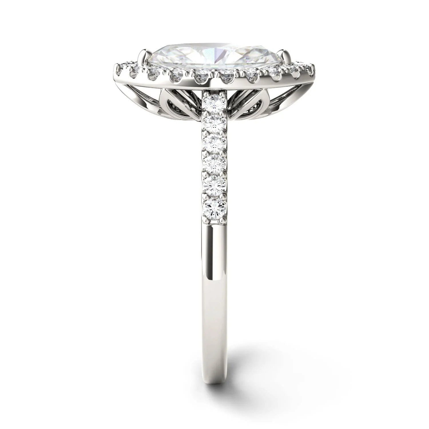 1.45 CTW DEW Marquise Moissanite Halo Ring in 14K White Gold - Image 5