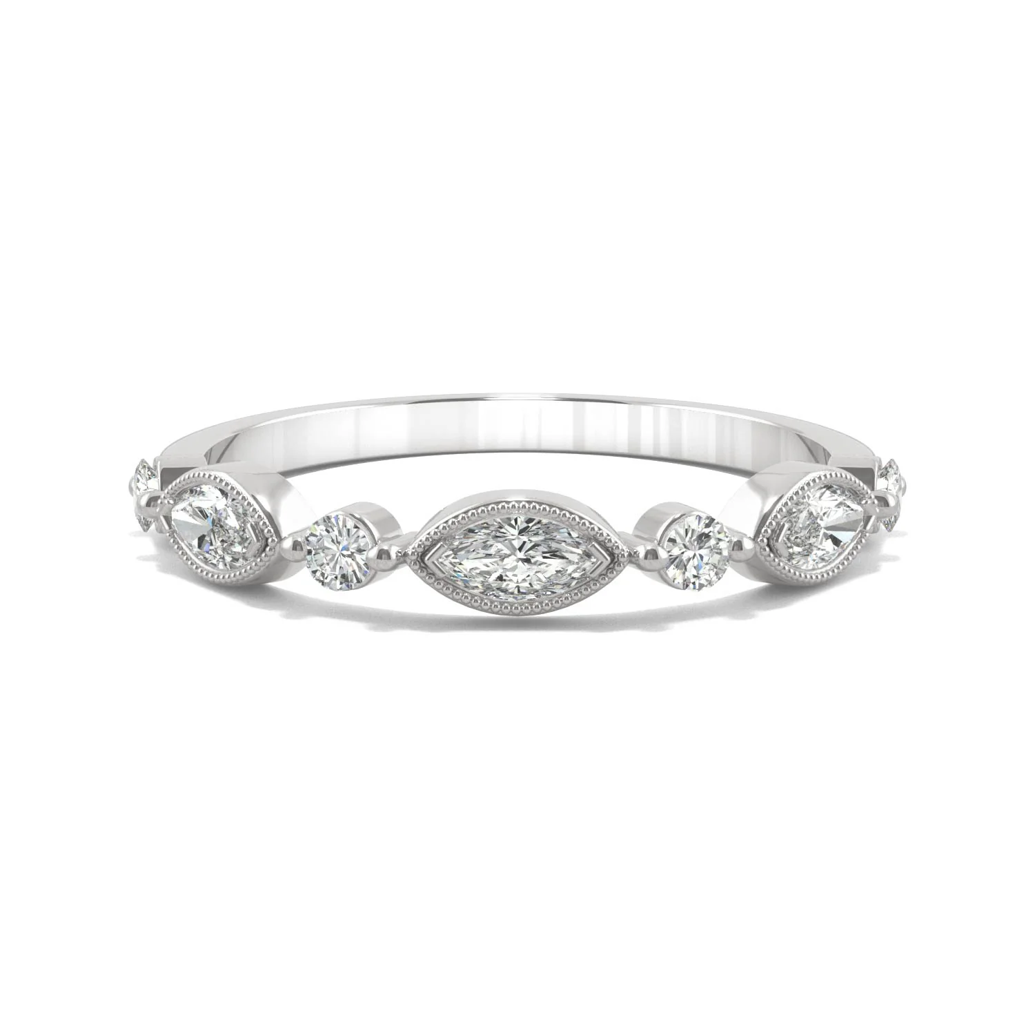0.33 CTW DEW Marquise Moissanite Anniversary Band in 14K White Gold - Image 4