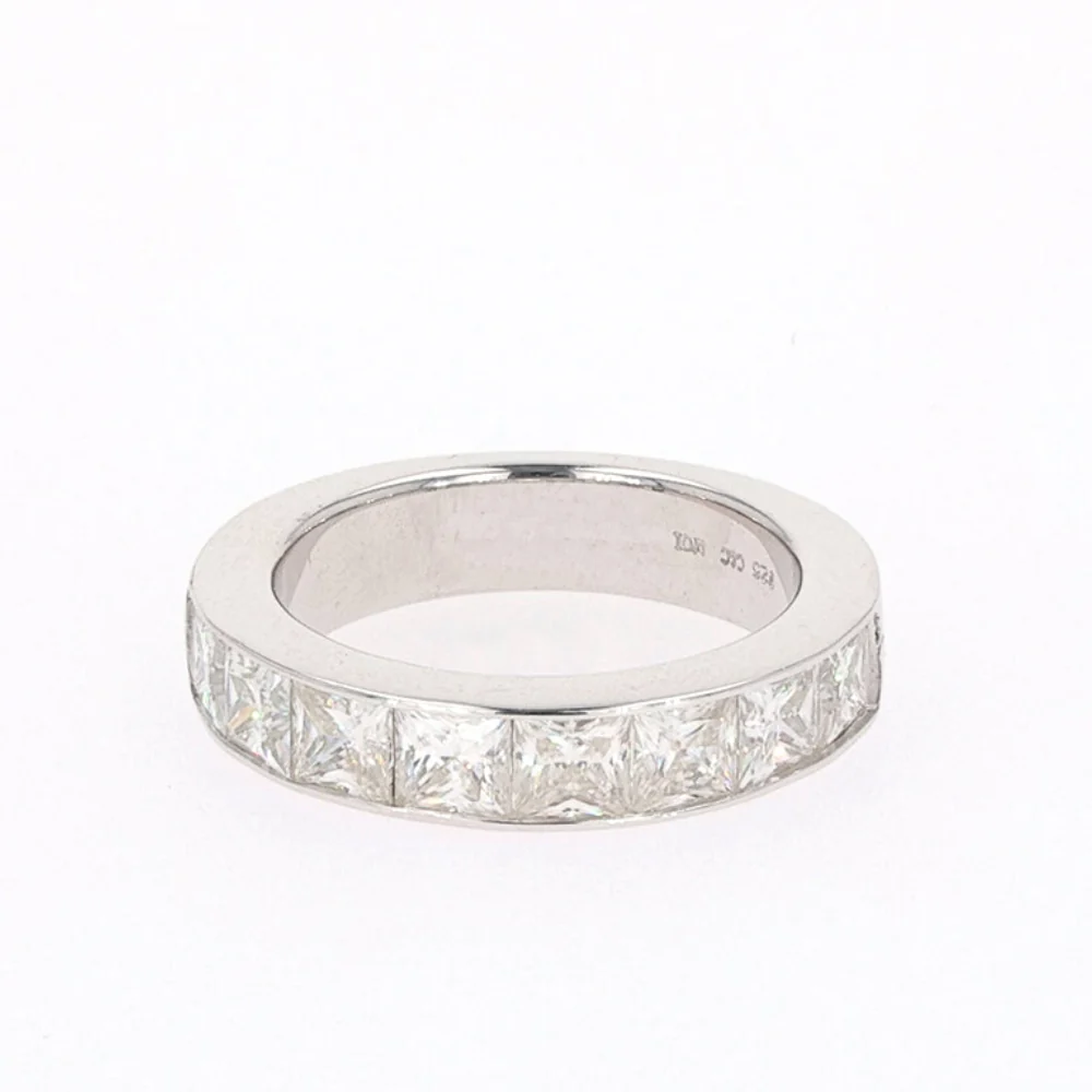 2.96 CTW DEW Square Moissanite Channel-Set Band in Sterling Silver