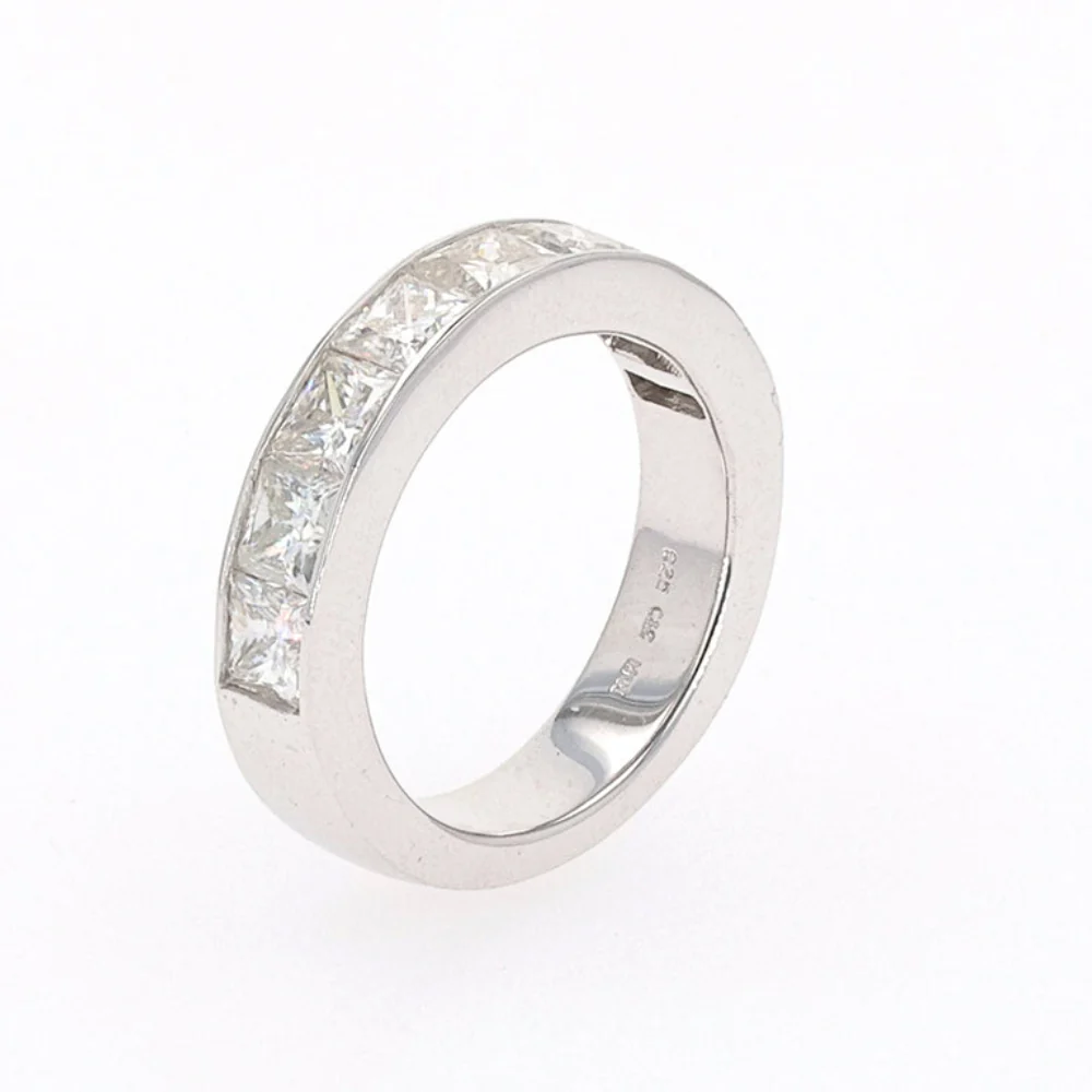 2.96 CTW DEW Square Moissanite Channel-Set Band in Sterling Silver - Image 3