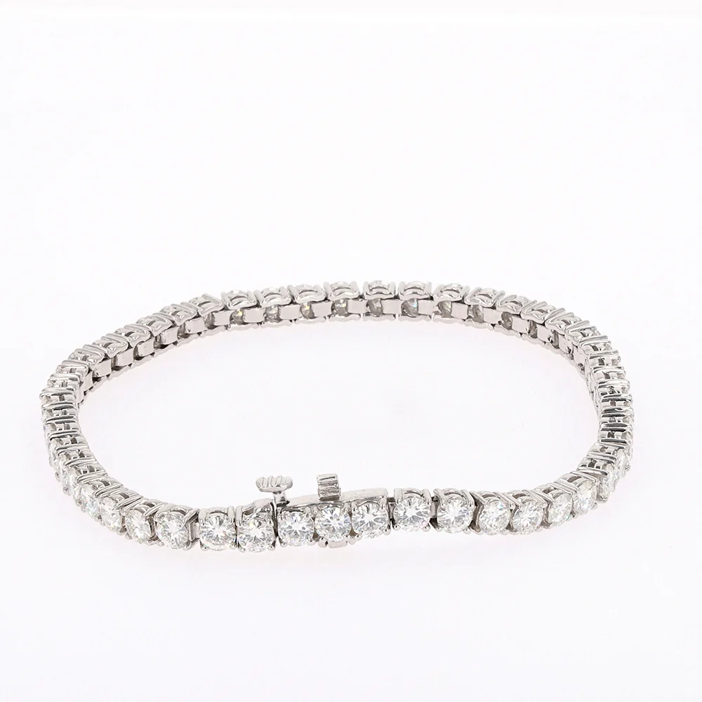 6.50 CTW DEW Round Moissanite Four Prong Tennis Bracelet in Sterling Silver - Image 3