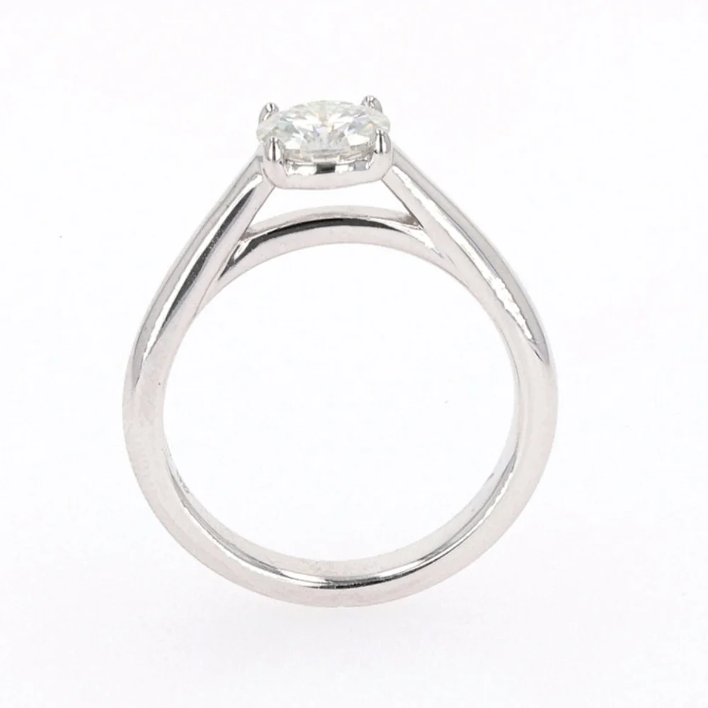 1.00 CTW DEW Round Moissanite Four-Prong Solitaire Engagement Ring in Sterling Silver - Image 3