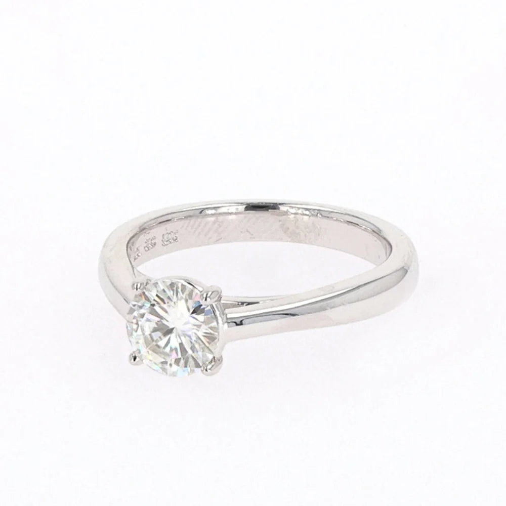 1.00 CTW DEW Round Moissanite Four-Prong Solitaire Engagement Ring in Sterling Silver - Image 4