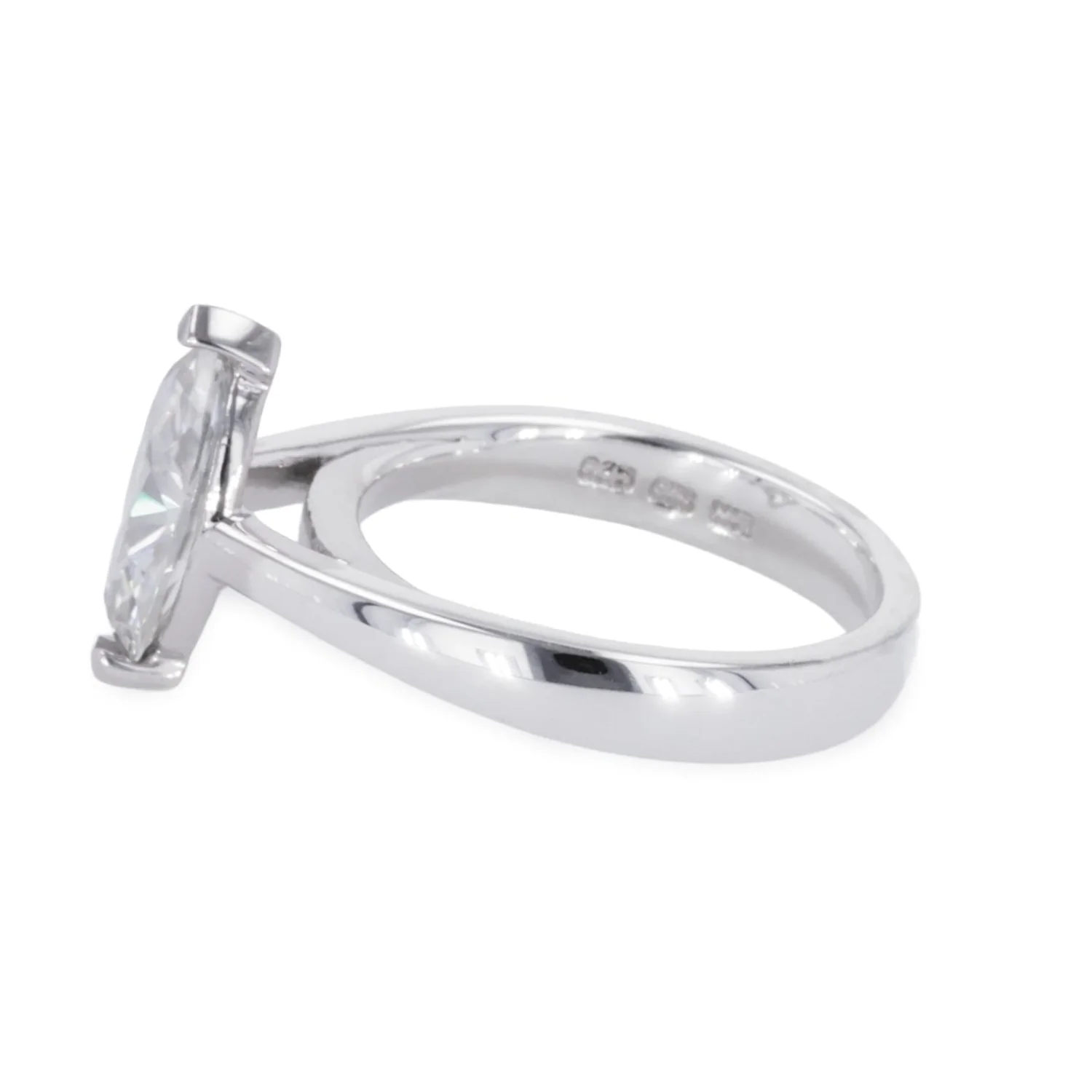 1.40 CTW DEW Marquise Moissanite Solitaire Ring in Sterling Silver - Image 4