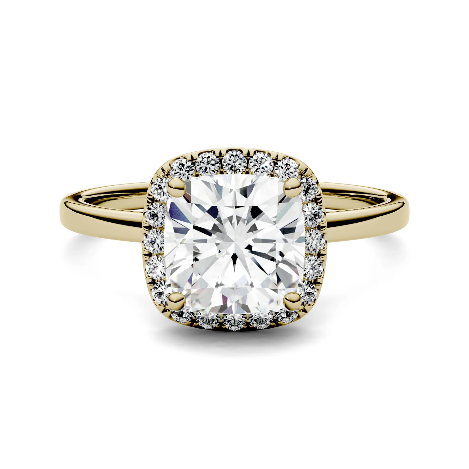 1.43 CTW DEW Cushion Moissanite Engagement Ring in 14K Yellow Gold - Image 4