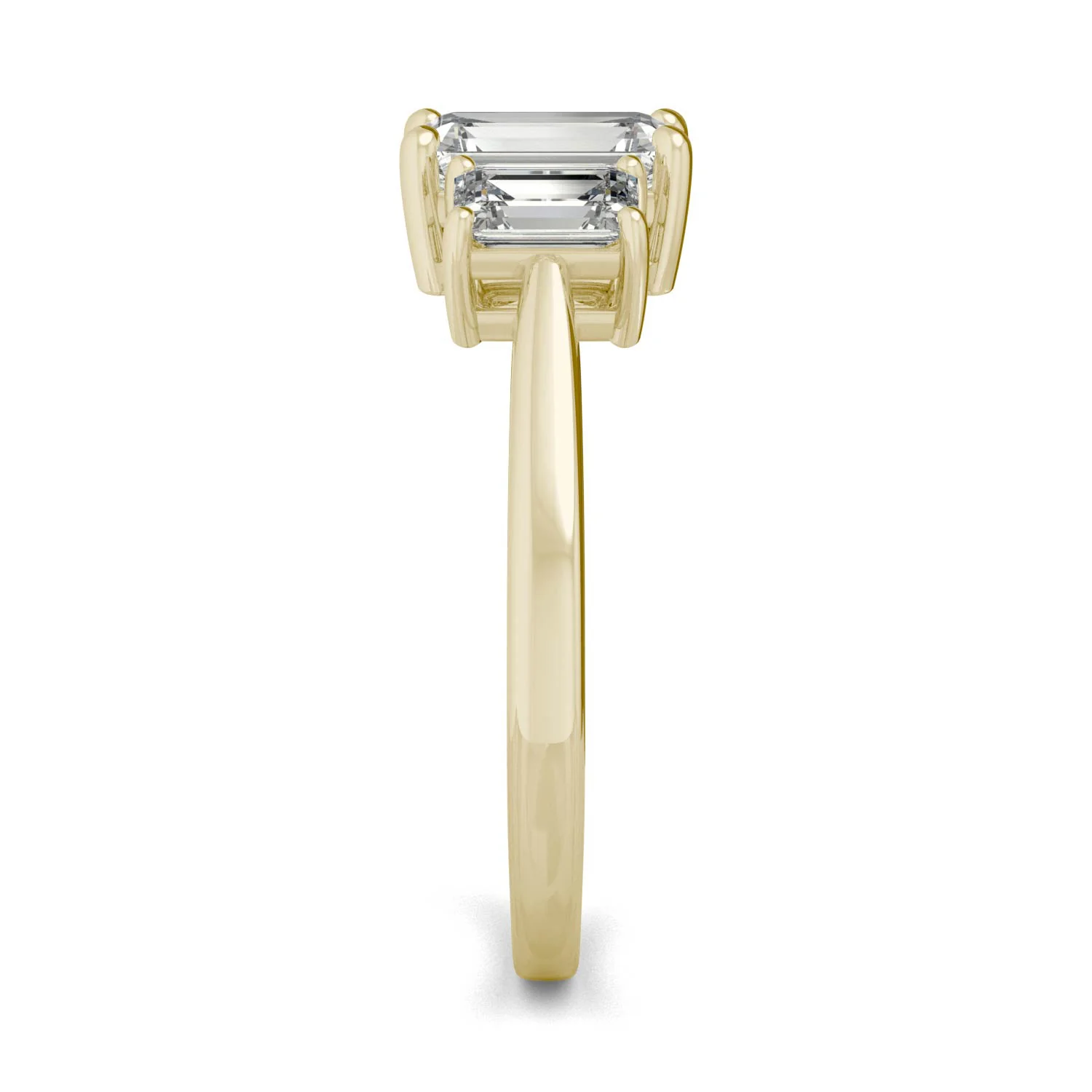 1.55 CTW DEW Emerald Moissanite Three-Stone Ring in 14K Yellow Gold - Image 5