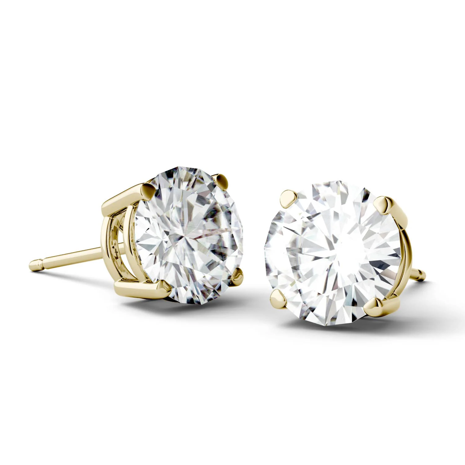 3.00 CTW DEW Round Moissanite Stud Earrings in 14K Yellow Gold - Image 4