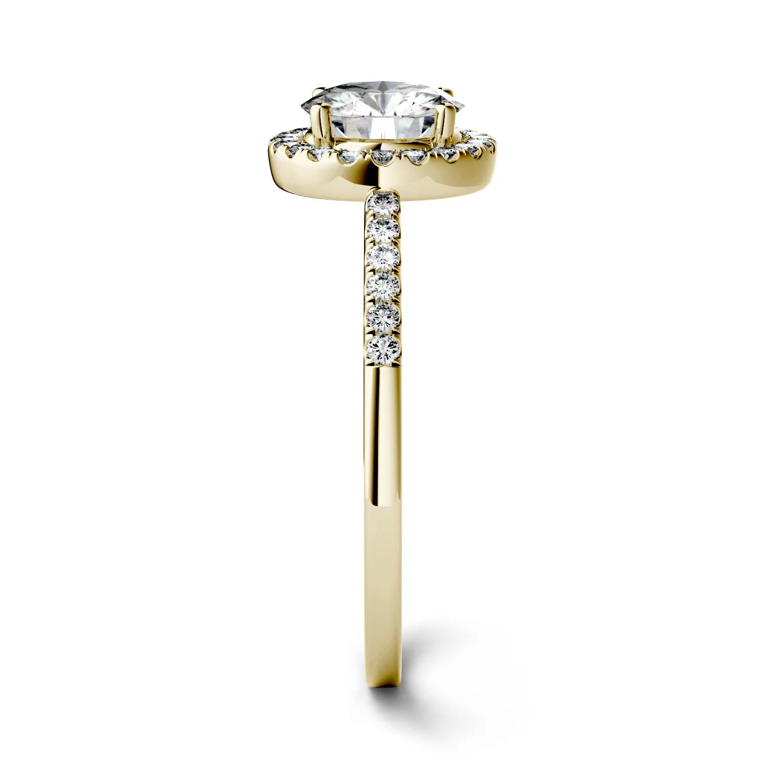 1.30 CTW DEW Round Moissanite Halo Ring in 14K Yellow Gold - Image 5