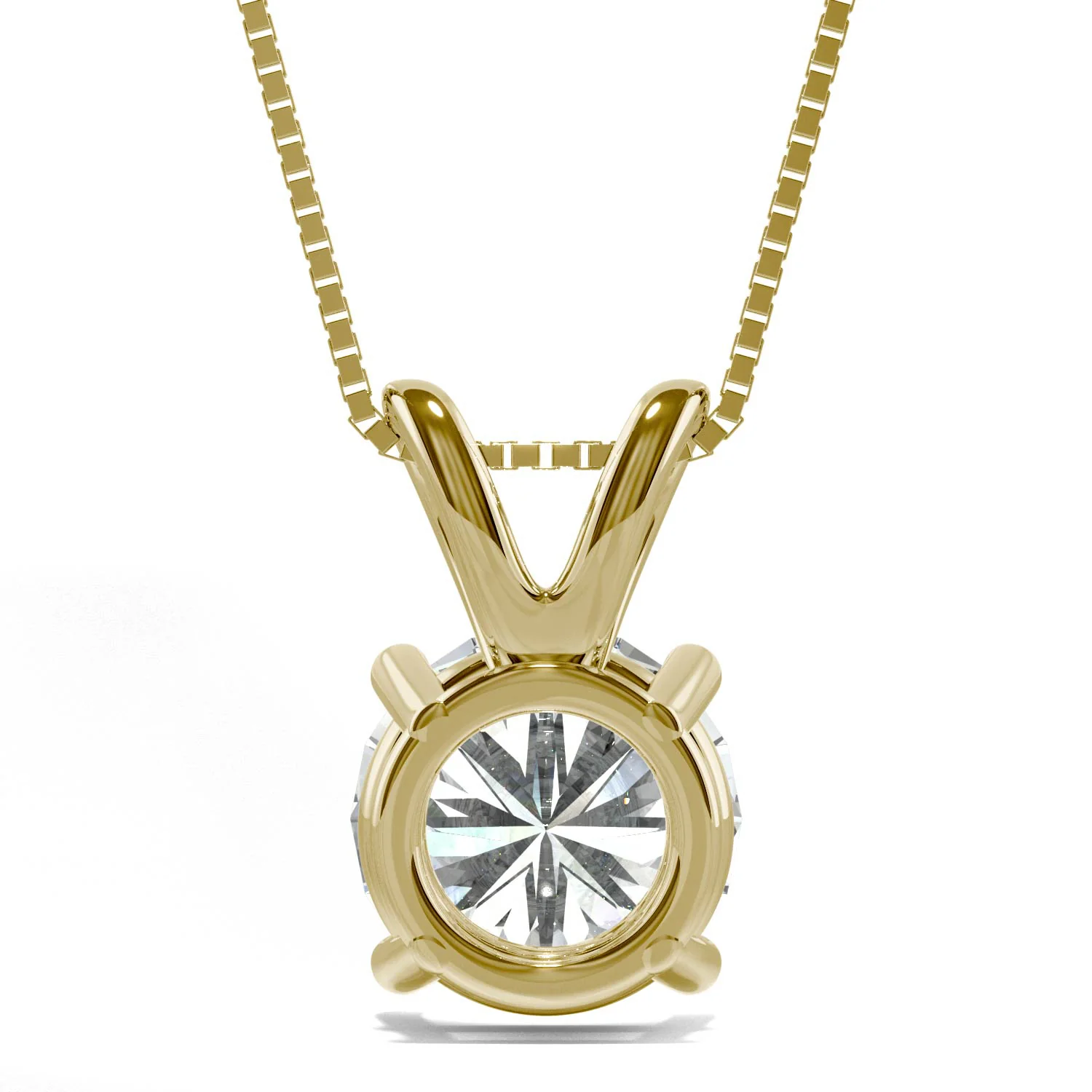 3.10 CTW DEW Round Moissanite Basket Pendant in 14K Yellow Gold - Image 3