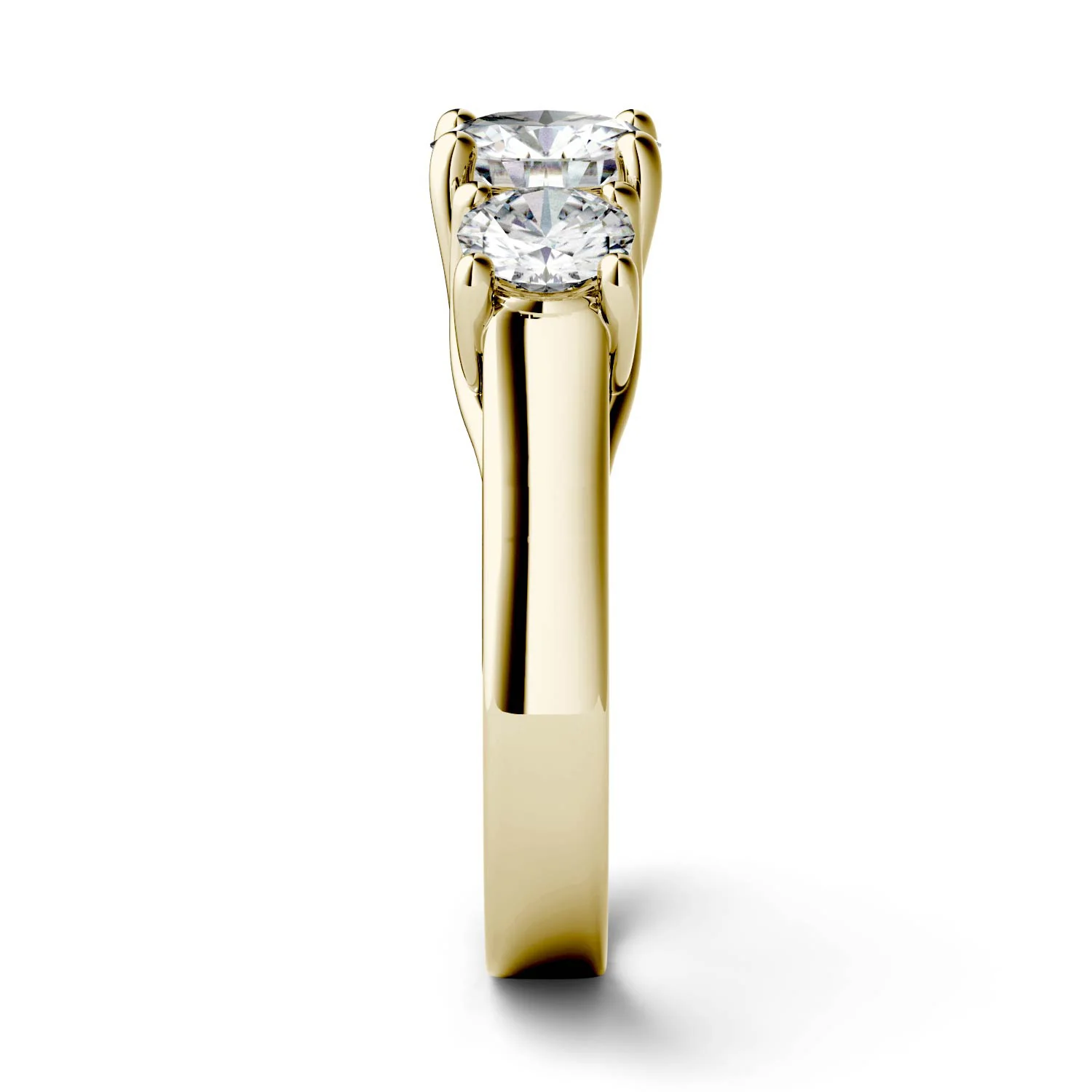 2.00 CTW DEW Round Moissanite Three-Stone Ring in 14K Yellow Gold - Image 5