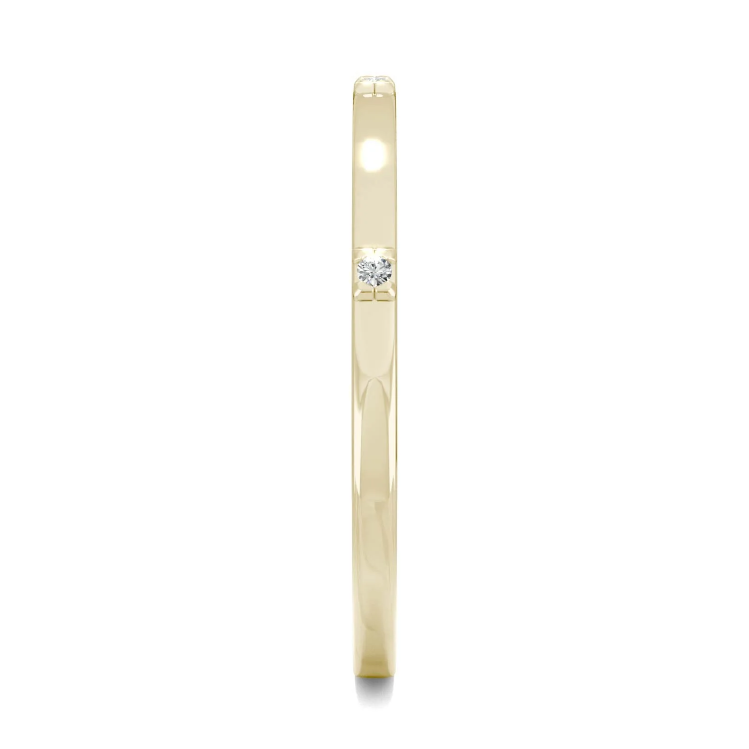 0.02 CTW DEW Round Moissanite Three-Stone Stackable Band in 14K Yellow Gold - Image 5