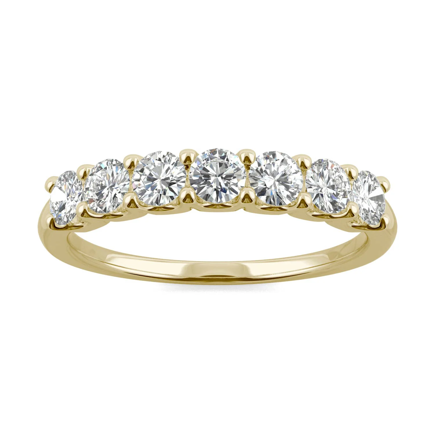 0.70 CTW DEW Round Moissanite Anniversary Band in 14K Yellow Gold
