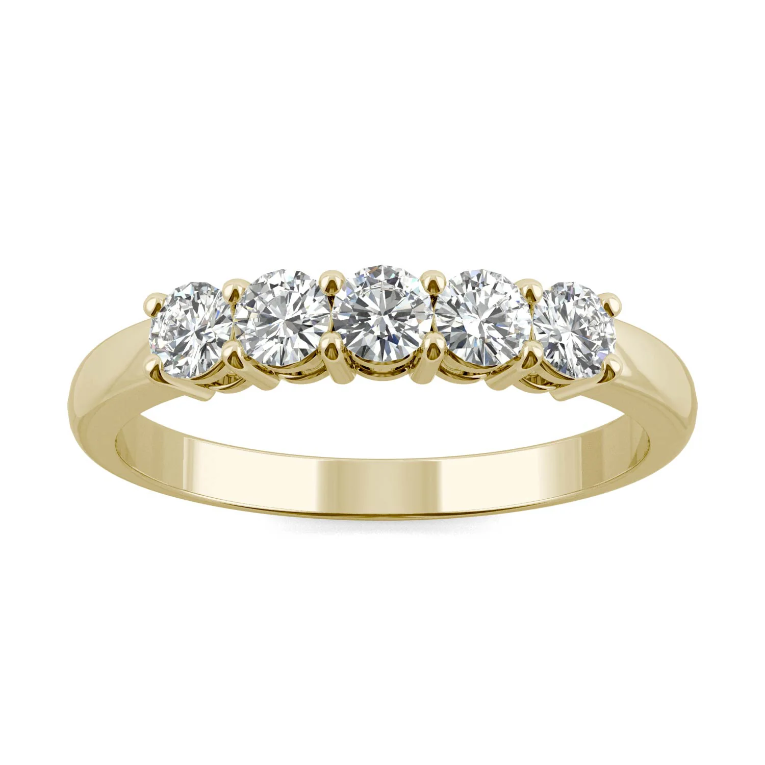 0.50 CTW DEW Round Moissanite Five-Stone Ring in 14K Yellow Gold