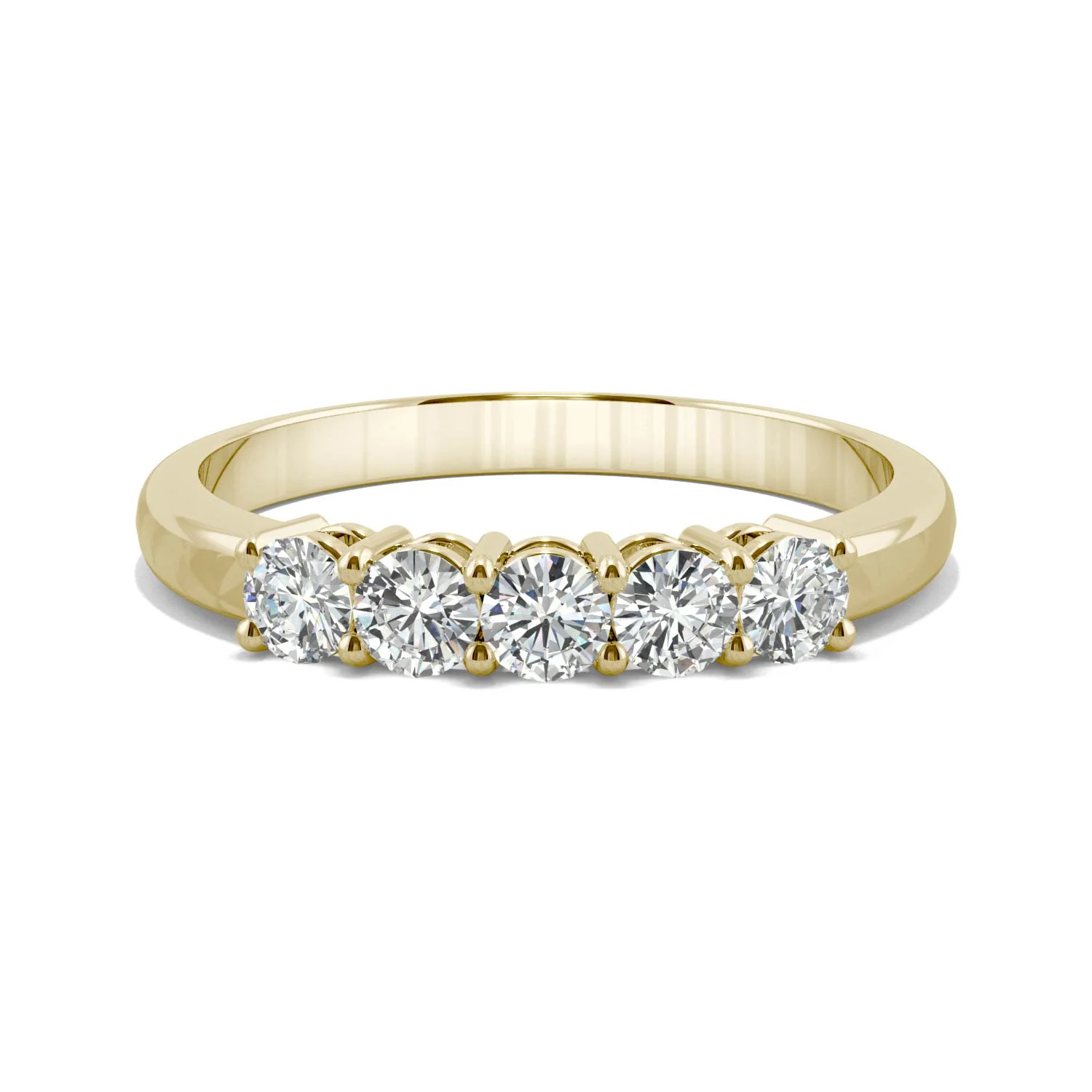 0.50 CTW DEW Round Moissanite Five-Stone Ring in 14K Yellow Gold - Image 4
