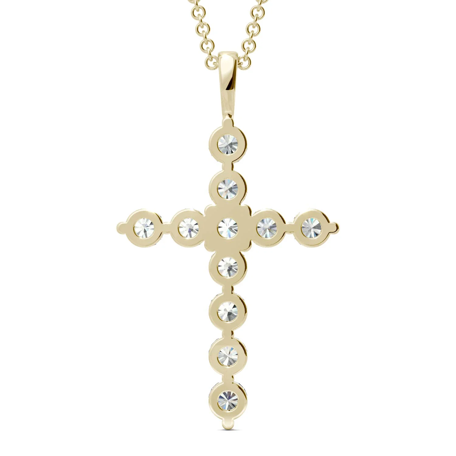 1.10 CTW DEW Moissanite Cross Pendant in 14K Yellow Gold - Image 3