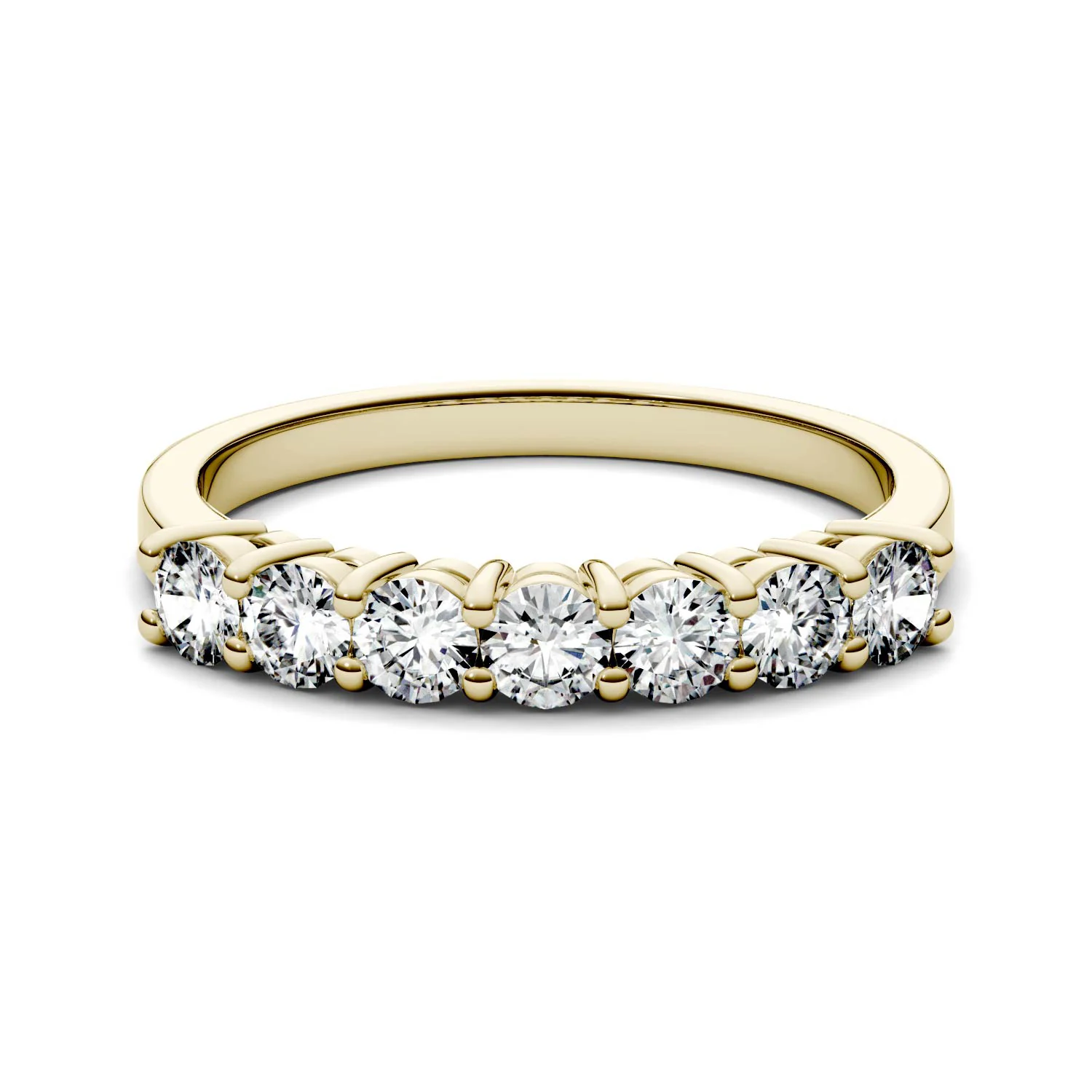 0.70 CTW DEW Round Moissanite Seven-Stone Ring in 14K Yellow Gold - Image 4