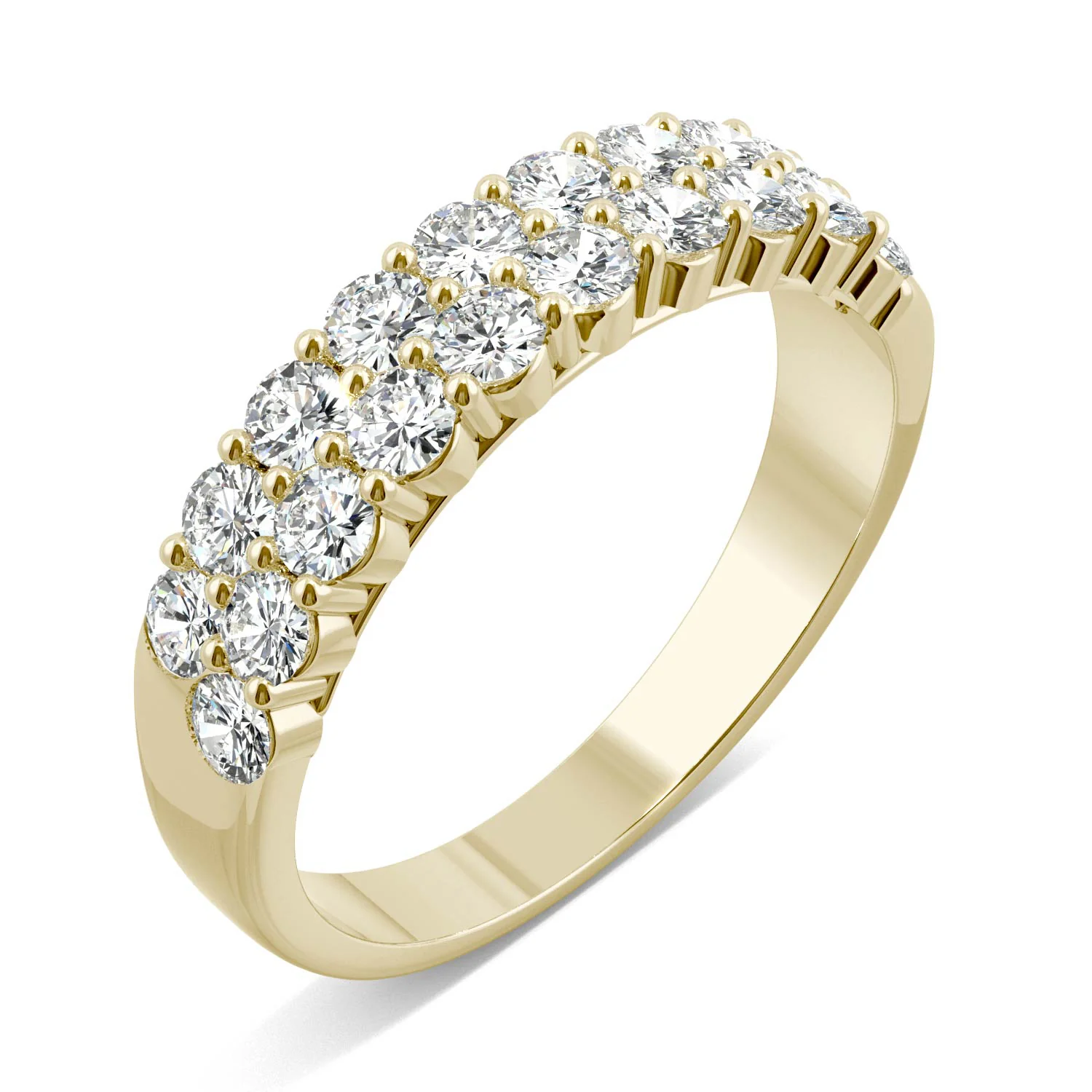 1.00 CTW DEW Round Moissanite Double-Row Band in 14K Yellow Gold - Image 2