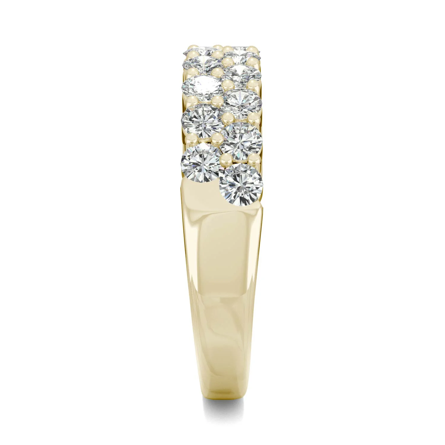 1.00 CTW DEW Round Moissanite Double-Row Band in 14K Yellow Gold - Image 5
