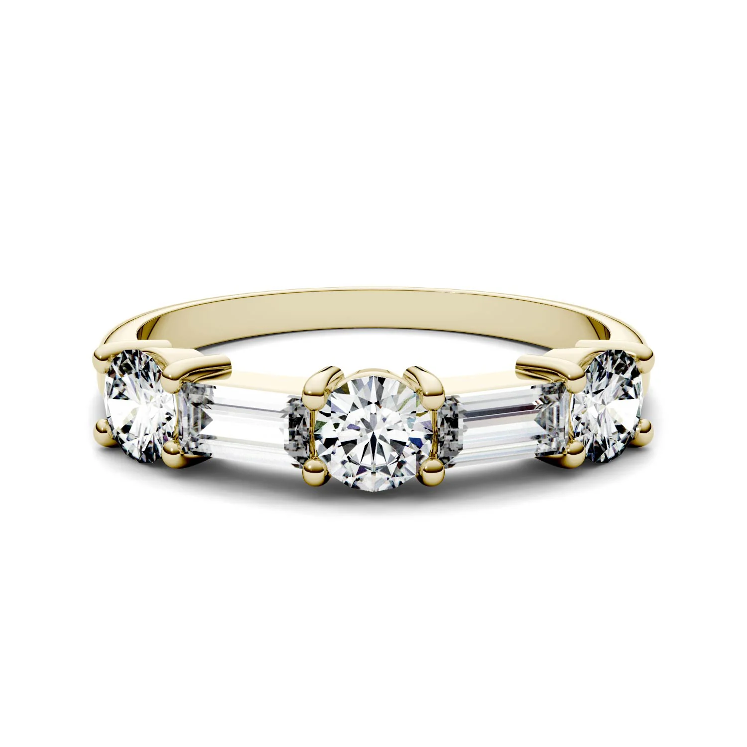 1.15 CTW DEW Straight Baguette Moissanite Band in 14K Yellow Gold - Image 4
