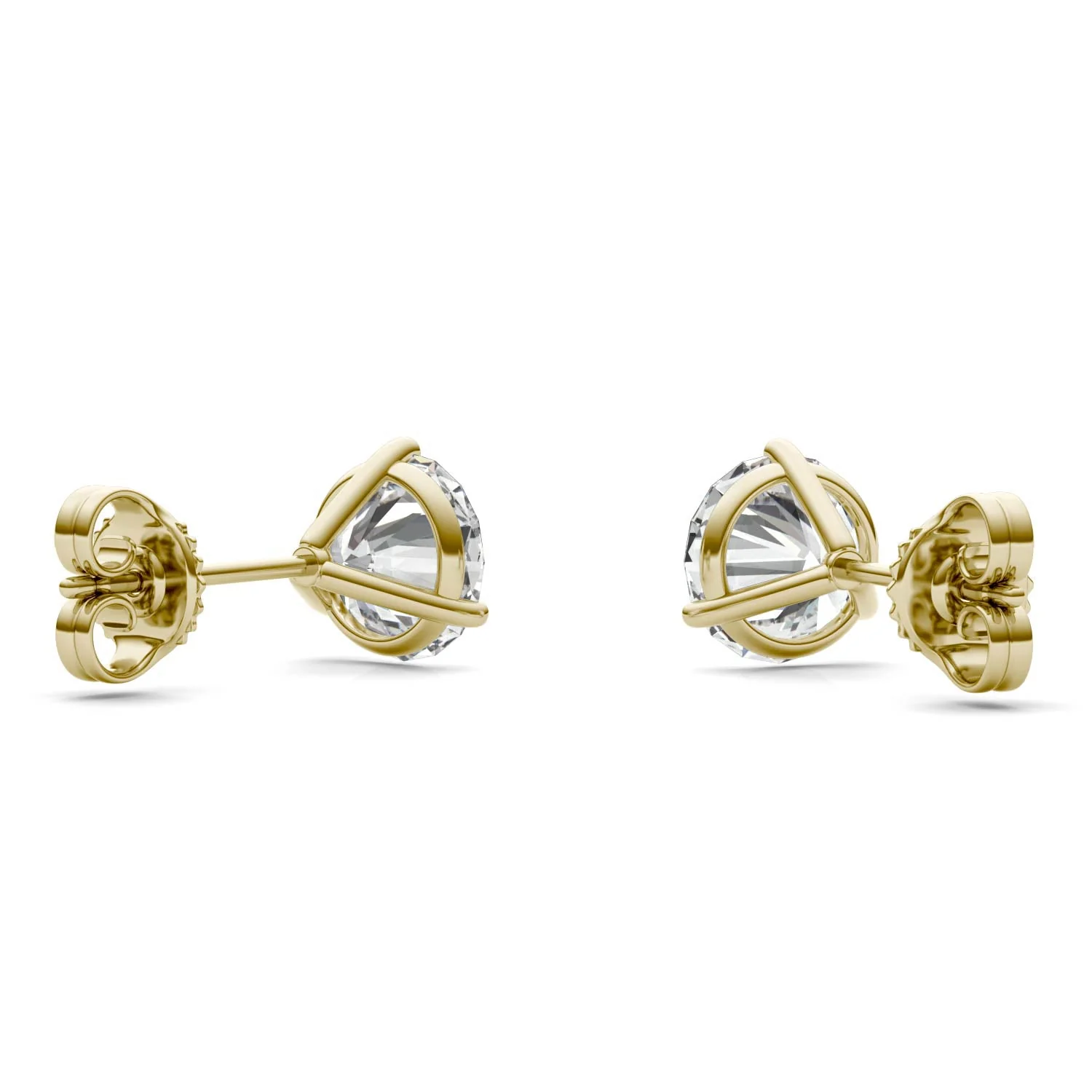2 CTW DEW Round Moissanite Three-Prong Studs in 14K Yellow Gold - Image 5