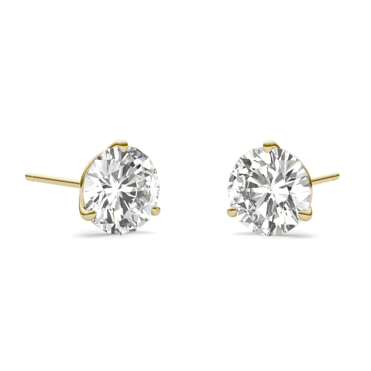 3.00 CTW DEW Round Moissanite Stud Earrings in 14K Yellow Gold - Image 4